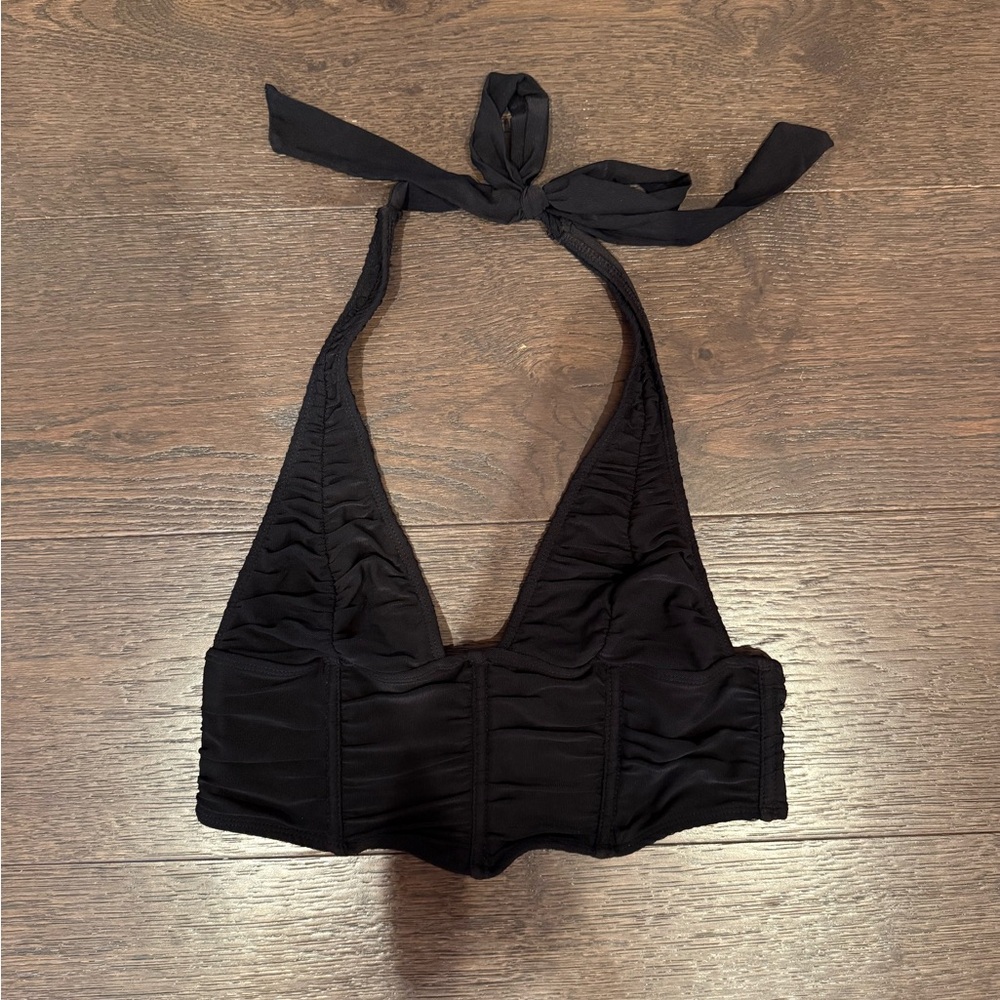 Garage Black Halter Crop Top